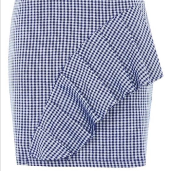 Host Pick NWT Blue Plaid Gingham Ruffle Mini Skirt - Picture 3 of 7